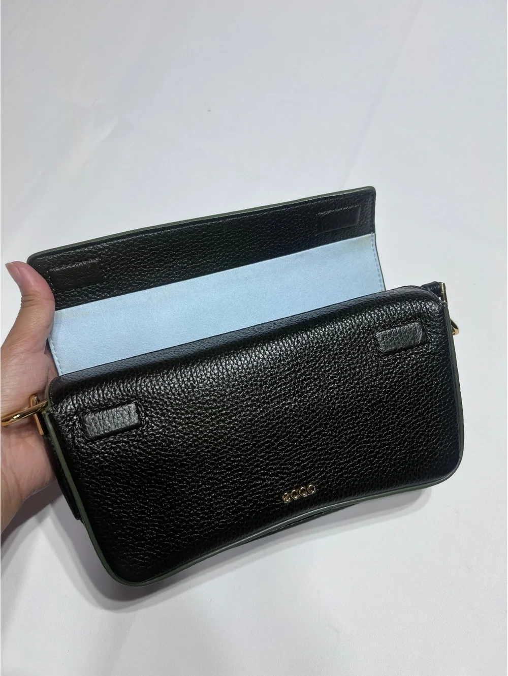 Ecco Leather Crossbody Clutch Bag with Adjustable Strap